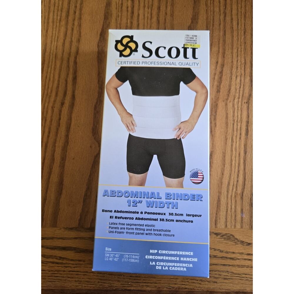 Scott Abdominal Binder 12" width Form fitting Large circumference 46" - 62" New